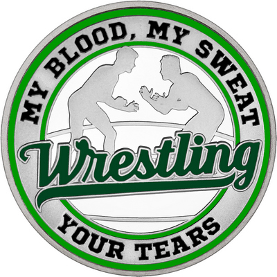 Dark Green "Wrestling" with Green Outer Circular Borders